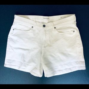 Banana Republic Premium Denim White Roll-Up Shorts